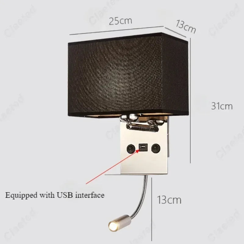 lampe murale moderne blanc marron tissé usb angle réglable chambre cuisine salle manger