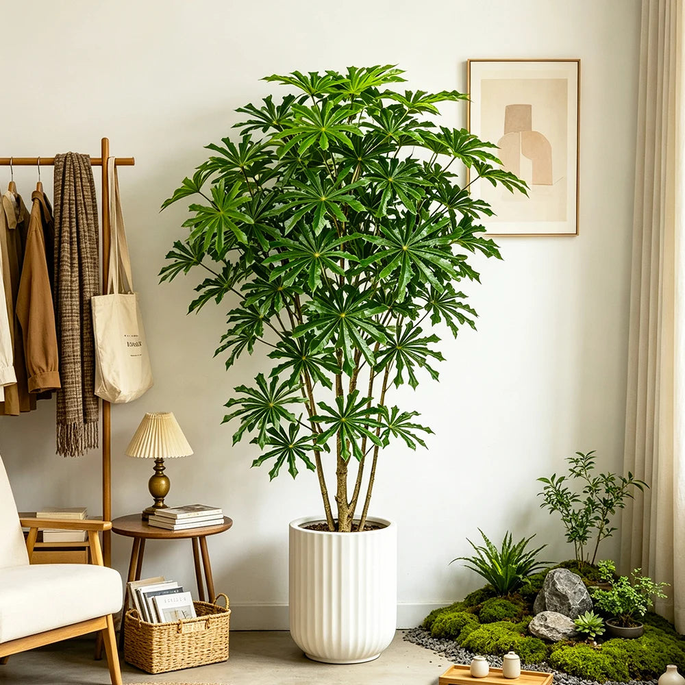 plante artificielle monstera feuilles vertes moderne pot blanc 80 96 cm decoration intérieureextérieur