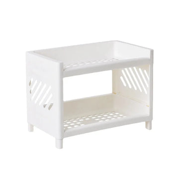organisateur transparent moderne rangement étagère blanche miroir plante stylo carnet clavier tasses bouteilles couteau