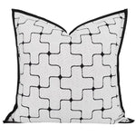 taies d'oreiller carrées tartan tissu chenille beige noir blanc décoratives modernes