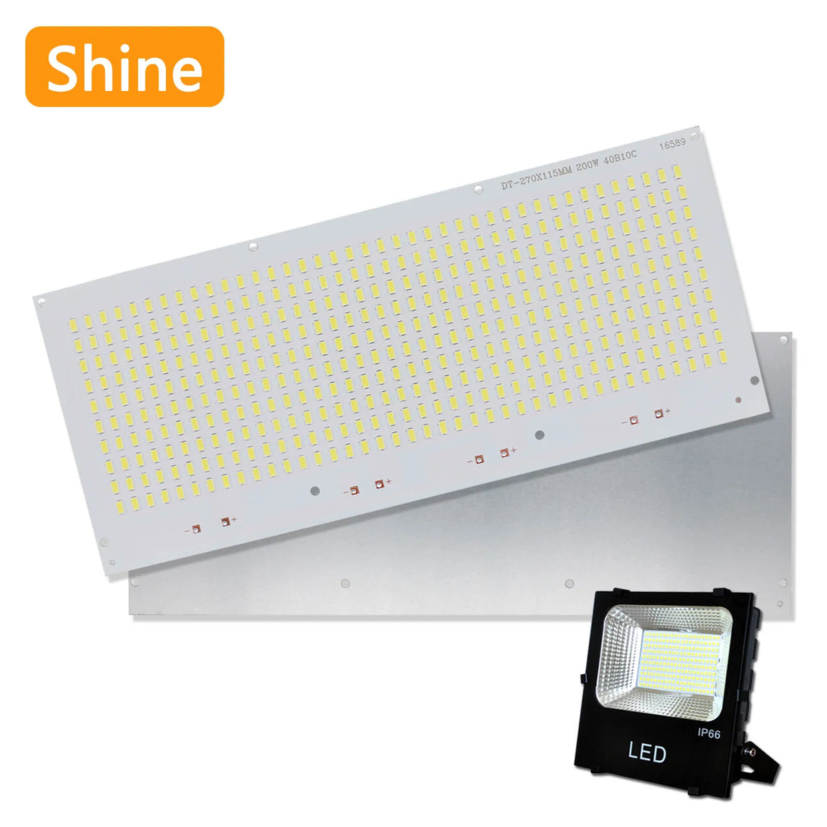 projecteur led 200w 6500k ip66 lumiere exterieure terrain sport platine alu diodes multiples