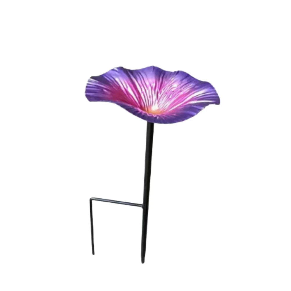bain oiseau fleuri violet bleu vert moderne crochet métallique décoration jardin extérieur Jaune Orangementstylisée