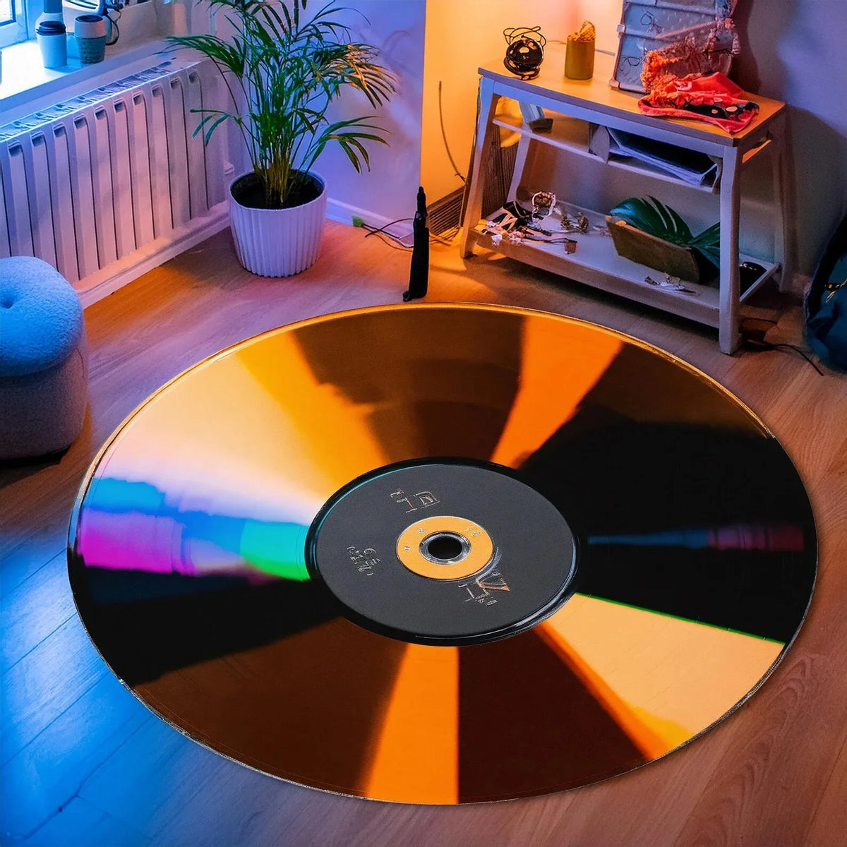 tapis rond multicolore rayures colorées moderne antidérapant salon chambre coucher polyeste aubusson