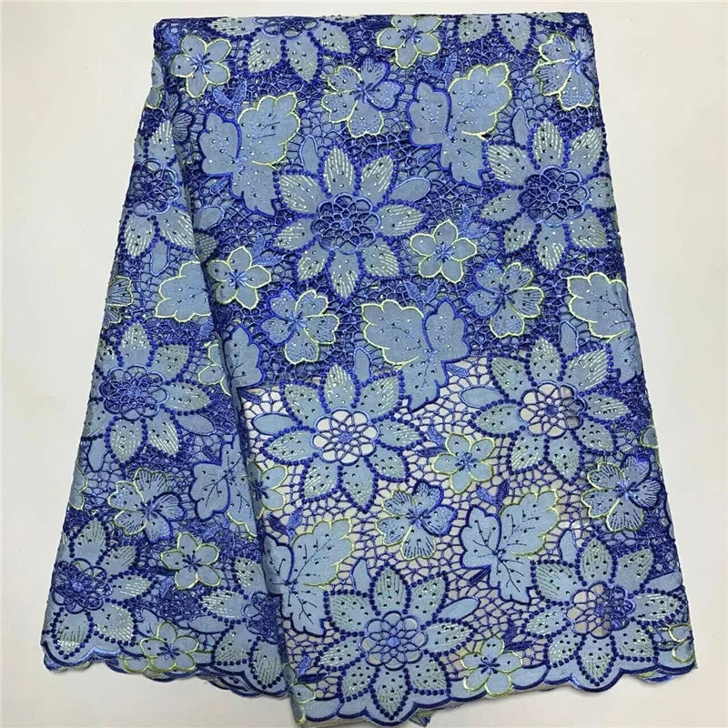tissu polyester dentelle fleurs feuilles mariage vert jaune rose bleu marron opaque écologique soluble
