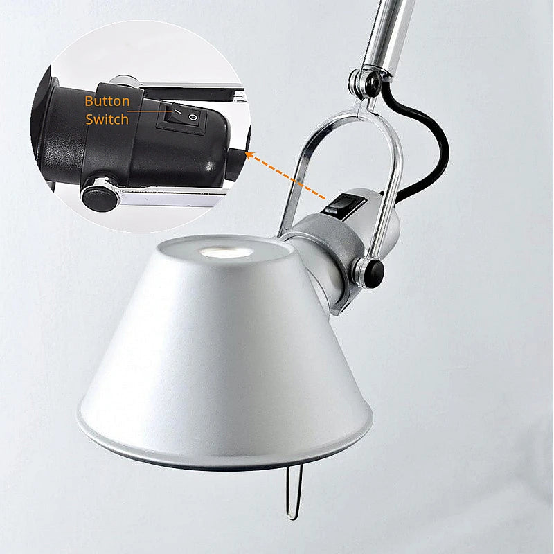 lampe murale articulée moderne noir gris blanc interrupteur fixations minimaliste led eléctrique