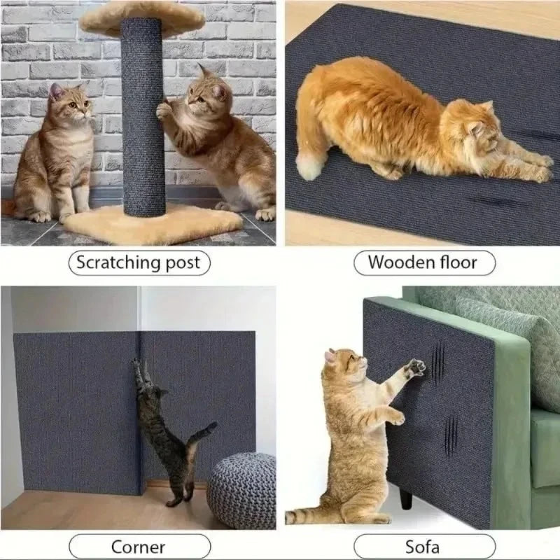 tapis protection meubles adhésif gris texture tissée moderne 60x200cm anti griffures chat