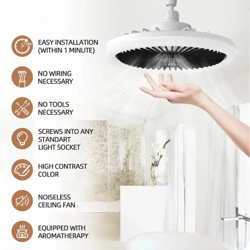 ventilateur moderne blanc grille rayons télécommande opacité fixations ornementales éclairageintégréré fluxlumineux airflow