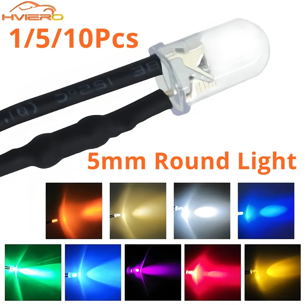 diode led ronde mm câble noir 12v bricolage décoration lumière transparente