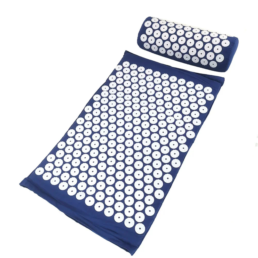 tapis massage acupuncturé violet bleu marine vert rondelles blanches moderne sac rangement