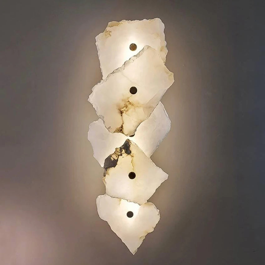 applique murale led marbre naturel moderne minimaliste fixee mur blanc gris