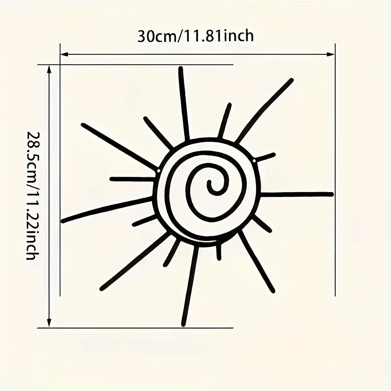 plaque murale moderne motif soleil spirale noire deco intérieure minimaliste métal accrochage