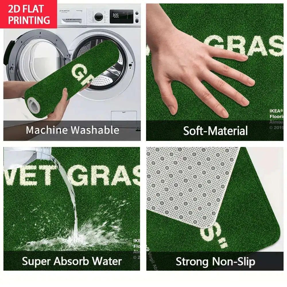 tapis sol vert herbe veloutée adhésif résistant minimaliste 60x40cm 2019