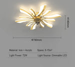 plafonnier moderne or noir feuilles stylisées led télécommande flux lumineux 2000 82000 tension 110
