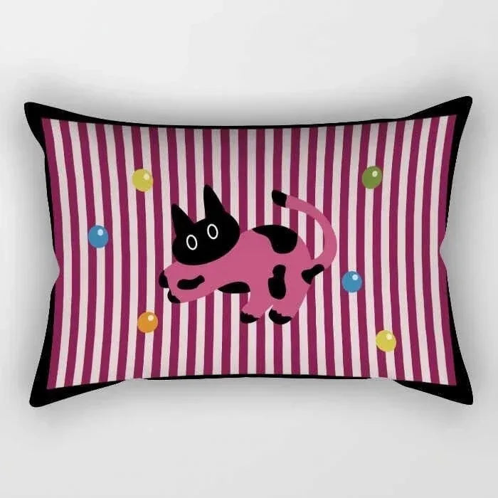taies d'oreiller kawaii rayées chats chiens moderne enfants chambre decoration maison 30x50cm 40x60cm 50x70cm