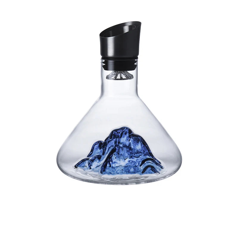 carafe vin transparente montagne dorée moderne 1,5 litre aérateur intégré