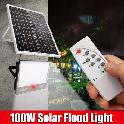 Projecteur solaire extérieur 100W avec détecteur de mouvement dans un jardin