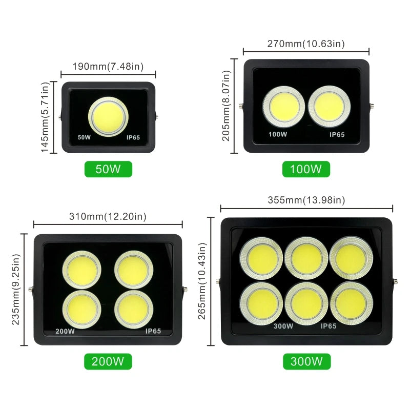 projecteur led ip65 waterproof moderne noir 200w 300w 100w 50wextérieur clips