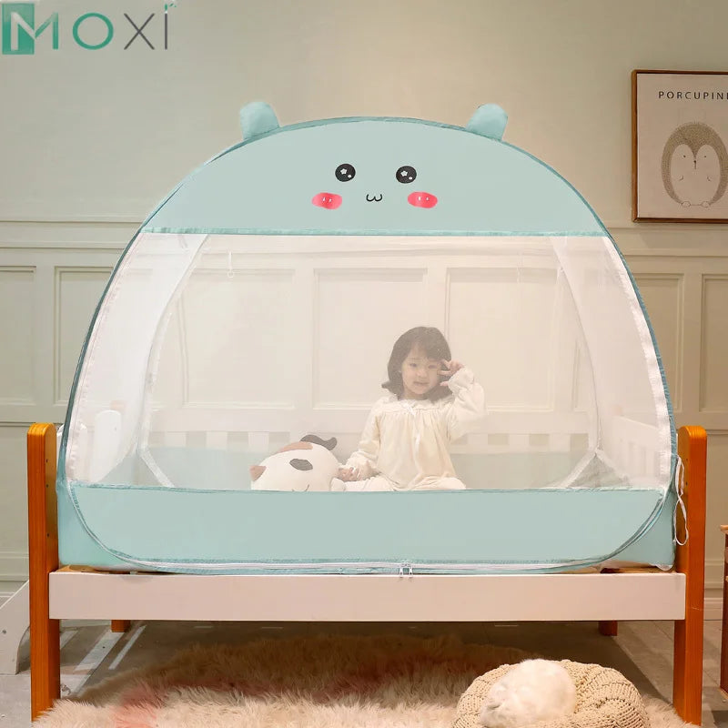 filet protection lit enfant mignon bleu clair bordure opaque transparent pliable maison summer