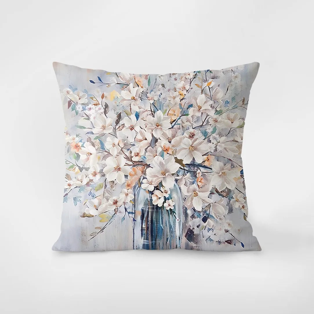 coussin carré multicolore fleurs stylisées moderne 40x40cm 45x45cm 50x50cm 60x60cm polyester