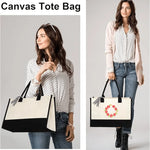 Sac main toile roses love moderne beige noir poignées élégant réutilisable respectueux environnement