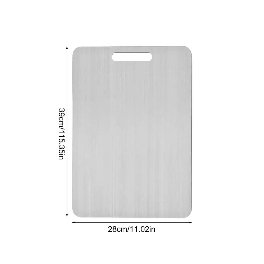 planche découper acier inoxydable 304 double face moderne gris métallisé lisse portable 28cm 39cm