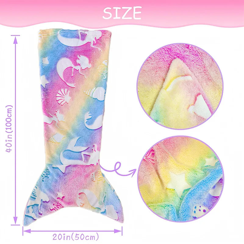 Queue de sirène douce en peluche et colorée.