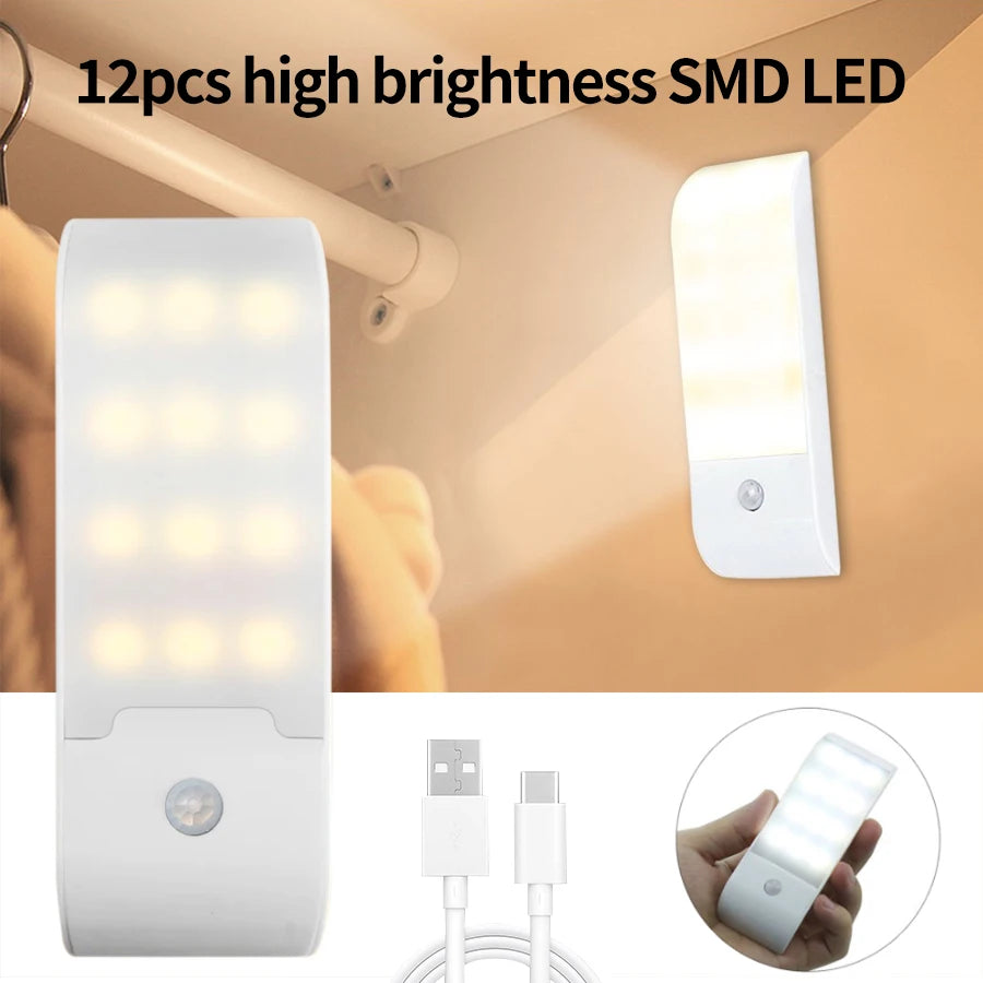 veilleuse led rechargeable sans fil adhésive motion sensor moderne blanc urgence chambre couloir escalier