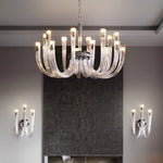 lustre contemporain transparent tubulaire suspension salon chambre ampoules led 15 30mètres carrés