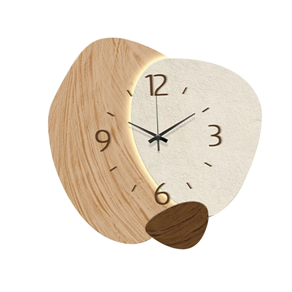 horloge murale moderne bois grainée 30cm 30cm salon chambre beige verte