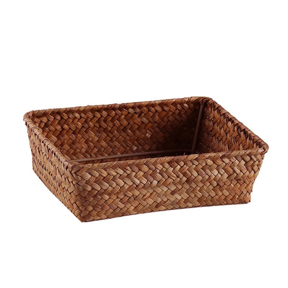 paniers rangement tressés marron clair rustiques empilables rangement écologique multifonctionnels