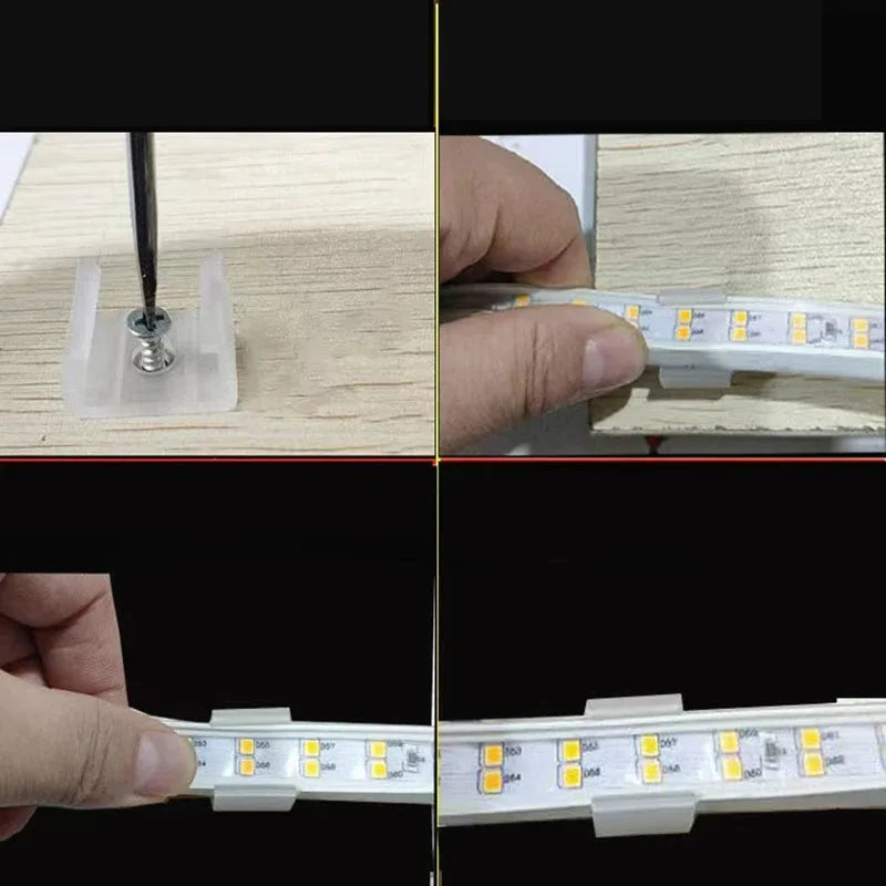 Clips fixation ruban led blanc translucide moderne vis certification ul vde ccc fcc.gs