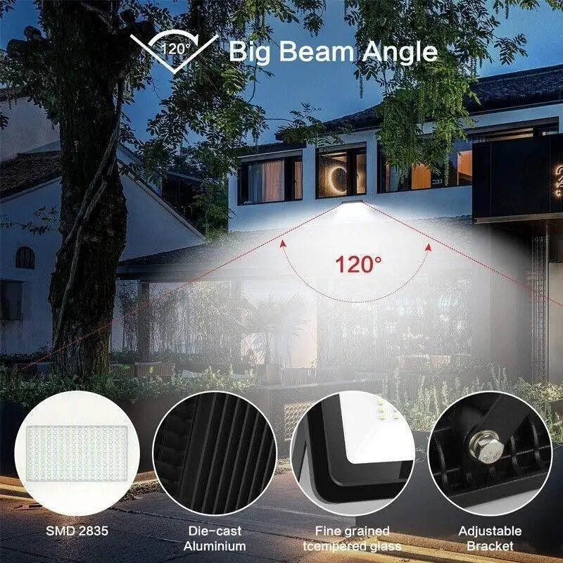 projecteurs led moderne noir ip66 interrupteur rotatif sensibilité allumage intensité lumièreextérieur garage jardin