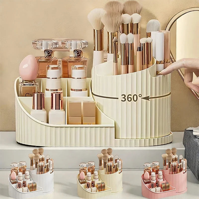 organisateur rotatif maquillage blanc rose parfums pinceaux ciseaux oursons moderne minimaliste