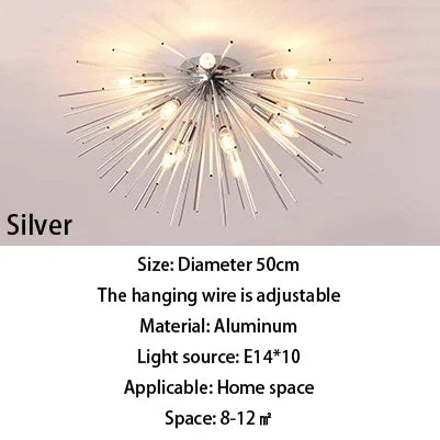suspension lumineuse or moderne branches radiales ampoules incluses 55cm 65cm 70cm