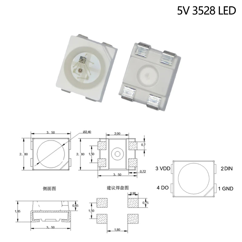 diodes led blanc ws2812b 5v 3528 5050 adhésif électronique plat nouvelle qualité
