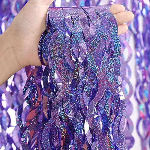 rideau franges violet bleu noir glitter adhésif festif mariage anniversaire noël festive double face