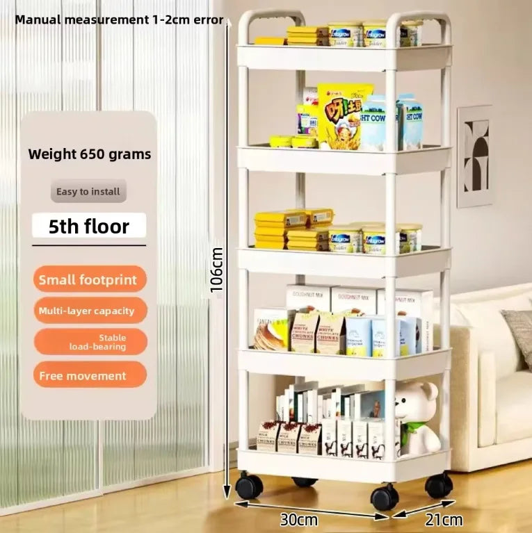 chariot rangement blanc moderne cinq niveaux rangement cuisine salle bain respectueux l'environnement plastique pp