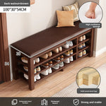 tabouret rangement chaussures bois naturel moderne minimaliste coussin rembourré étagère entrée multifonction adultes seniors