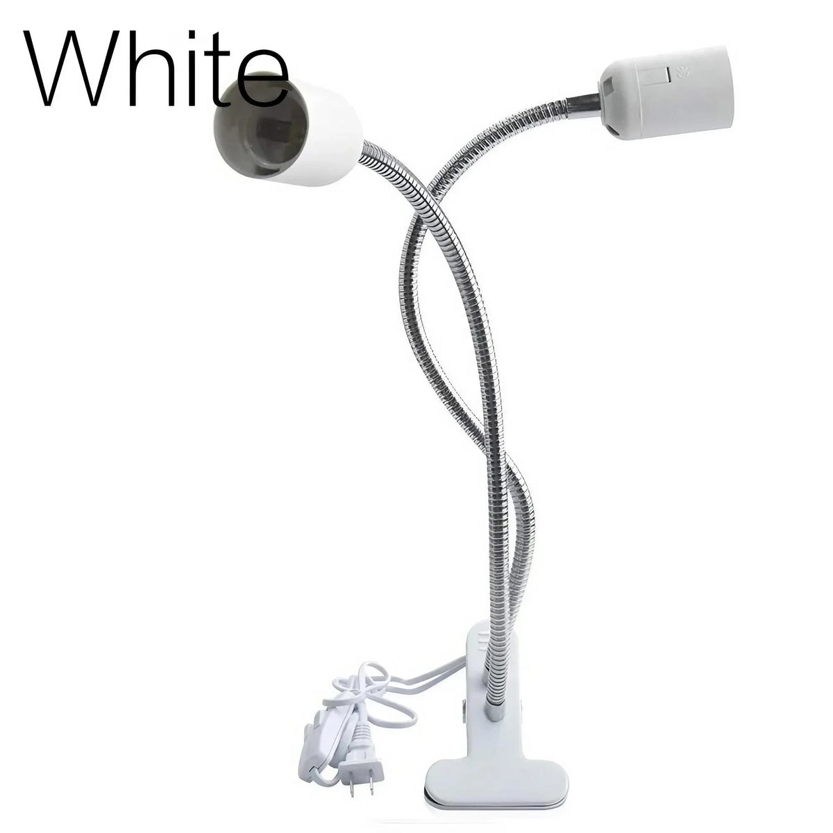 lampe pince flexible blanc moderne base e27 tige métallique réglable interrupteur prise us