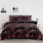 ensemble literie géométrique noir rouge zippé moderne 100 polyester taie oreiller grande taille