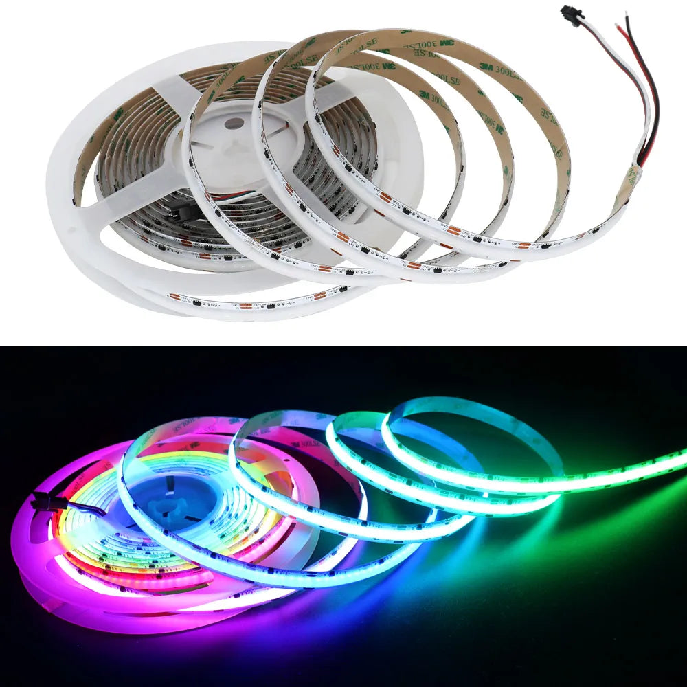 Comparaison d'éclairage avec et sans ruban LED COB