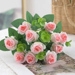 Bouquet artificiel roses feuilles eucalyptus decoration mariage anniversaire intérieurextérieur classique festive
