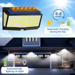 lampe solaire moderne 528 led noir bleu blanc capteur mouvement ip65 étanche