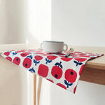 nappe table motif floral moderne rouge blanc bleu marine tissu coton polyester decoration intérieure