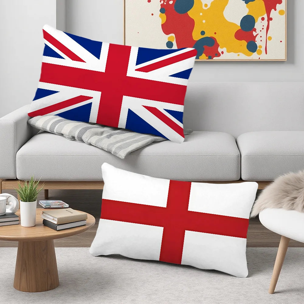 housse coussin imprimé drapeau croix saint georges blanc rouge moderne 30x50cm 40x60cm 48x74cm 50x70cm