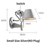 lampe murale articulée moderne noir gris blanc interrupteur fixations minimaliste led eléctrique