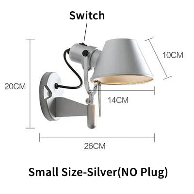 lampe murale articulée moderne noir gris blanc interrupteur fixations minimaliste led eléctrique