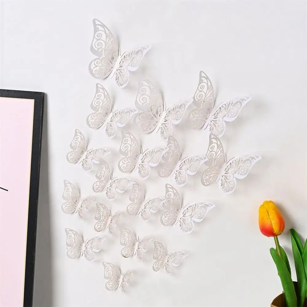 décoration murale papillons ornements floraux dorés bleus multicolores adhésifs 3d grandes moyennes petites