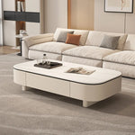 table basse moderne rectangle bois blanc noir tiroirs plateau amovible minimaliste italien