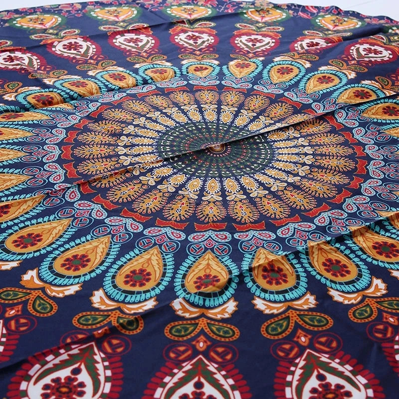 serviette plage ronde motif mandala boho chic coton polyester décorative grande plage été
